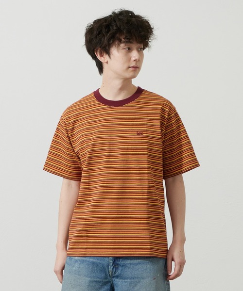 Lee(リー)の「Lee/リー ボーダーTシャツ(Tシャツ/カットソー・メンズ・パープル/オレンジ/チャコール・SMALL/MEDIUM/LARGE)」の15枚目の写真