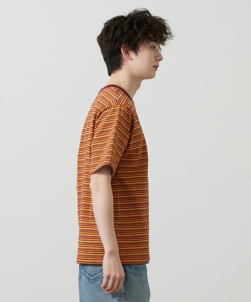 Lee(リー)の「Lee/リー ボーダーTシャツ(Tシャツ/カットソー・メンズ・パープル/オレンジ/チャコール・SMALL/MEDIUM/LARGE)」の17枚目の写真