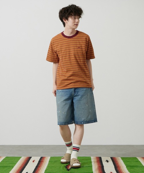 Lee(リー)の「Lee/リー ボーダーTシャツ(Tシャツ/カットソー・メンズ・パープル/オレンジ/チャコール・SMALL/MEDIUM/LARGE)」の22枚目の写真