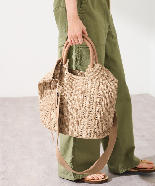 FRAMeWORK（フレームワーク）の「A POINT 別注TAMPICO PM UNI トート（かごバッグ・レディース・ネイビー/アイボリー・FREE）」の5枚目の写真