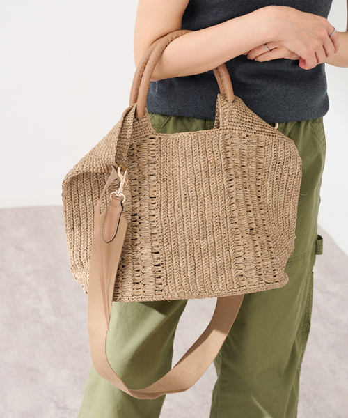 FRAMeWORK（フレームワーク）の「A POINT 別注TAMPICO PM UNI トート（かごバッグ・レディース・ネイビー/アイボリー・FREE）」の6枚目の写真