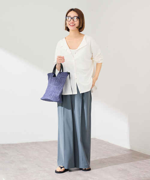 FRAMeWORK（フレームワーク）の「A POINT 別注TAMPICO PM UNI トート（かごバッグ・レディース・ネイビー/アイボリー・FREE）」の8枚目の写真