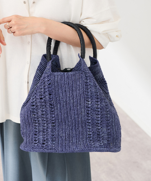 FRAMeWORK（フレームワーク）の「A POINT 別注TAMPICO PM UNI トート（かごバッグ・レディース・ネイビー/アイボリー・FREE）」の11枚目の写真