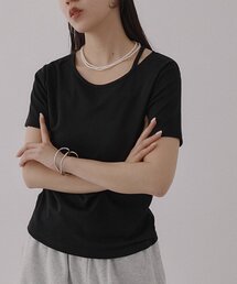 ネックスリットスムースTシャツ