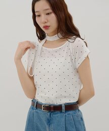DISCOAT | 【umm.】チョーカー付きドットラグランプルオーバー(Tシャツ/カットソー)