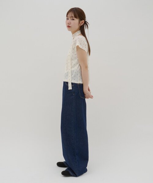 DISCOAT(ディスコート)の「【umm.】チョーカー付きドットラグランプルオーバー(Tシャツ/カットソー・レディース・アイボリー/オフホワイト/サックスブルー/ブラック/グレー・FREE)」の12枚目の写真