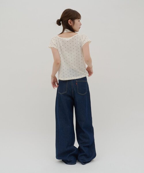 DISCOAT(ディスコート)の「【umm.】チョーカー付きドットラグランプルオーバー(Tシャツ/カットソー・レディース・アイボリー/オフホワイト/サックスブルー/ブラック/グレー・FREE)」の13枚目の写真