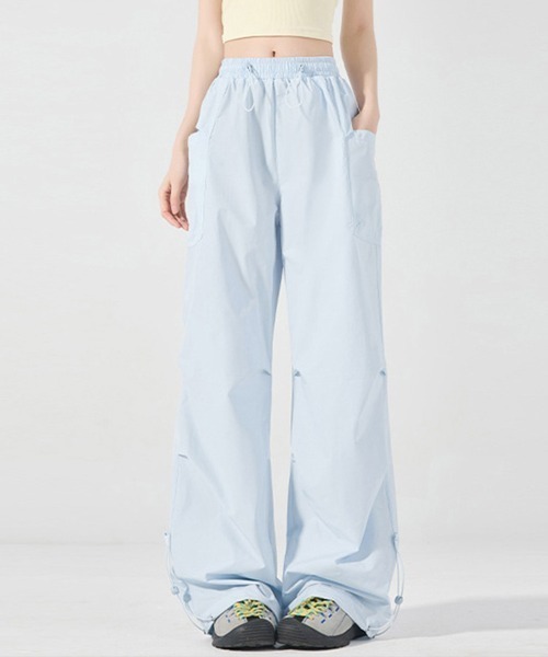 ONEP STAR(ワンピスター)の「裾ドロスト風ワイドパンツ(その他パンツ・レディース・ベージュ/ライトパープル/ピンク/ライトグリーン/ブラック/ライトブルー・X-LARGE/LARGE/MEDIUM)」の4枚目の写真
