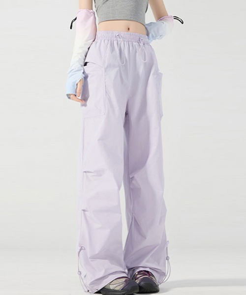 ONEP STAR(ワンピスター)の「裾ドロスト風ワイドパンツ(その他パンツ・レディース・ベージュ/ライトパープル/ピンク/ライトグリーン/ブラック/ライトブルー・X-LARGE/LARGE/MEDIUM)」の14枚目の写真