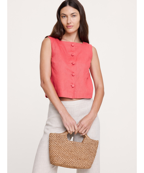 Banana Republic(バナナリパブリック)の「リネン ボタンフロント タンクトップ(シャツ/ブラウス・レディース・ホワイト/コーラルピンク/ブラック・XS/S/M/L)」の10枚目の写真