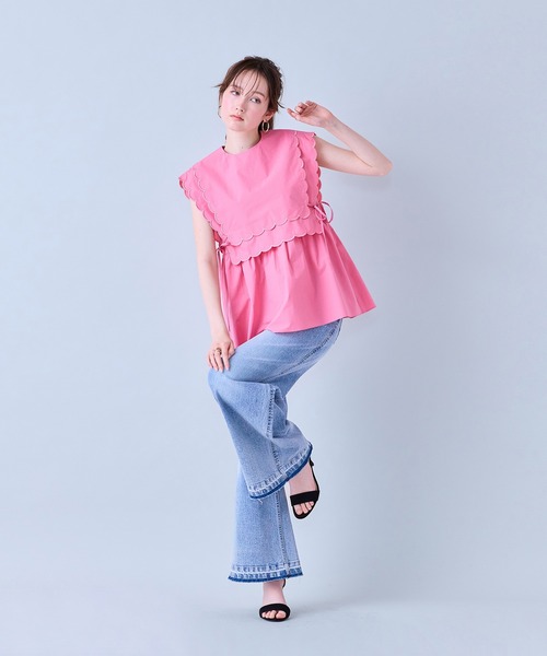 Audie a Muses(オーディアミューズ)の「ダブルスカラップ刺繍ノースリーブブラウス(シャツ/ブラウス・レディース・ブラック/オフホワイト/ピンク・38/42/40)」の21枚目の写真