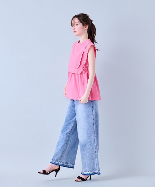 Audie a Muses(オーディアミューズ)の「ダブルスカラップ刺繍ノースリーブブラウス(シャツ/ブラウス・レディース・ブラック/オフホワイト/ピンク・38/42/40)」の22枚目の写真