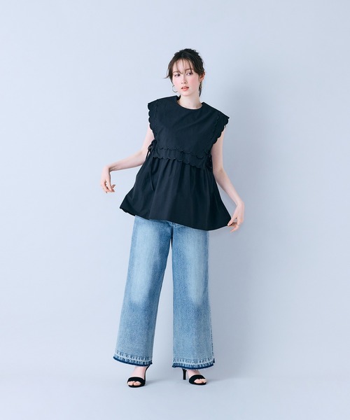 Audie a Muses(オーディアミューズ)の「ダブルスカラップ刺繍ノースリーブブラウス(シャツ/ブラウス・レディース・ブラック/オフホワイト/ピンク・38/42/40)」の18枚目の写真