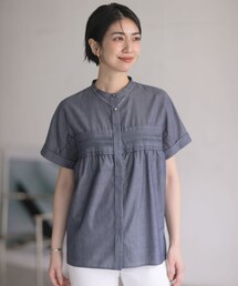 シアーデニム フレンチスリーブ ブラウス
