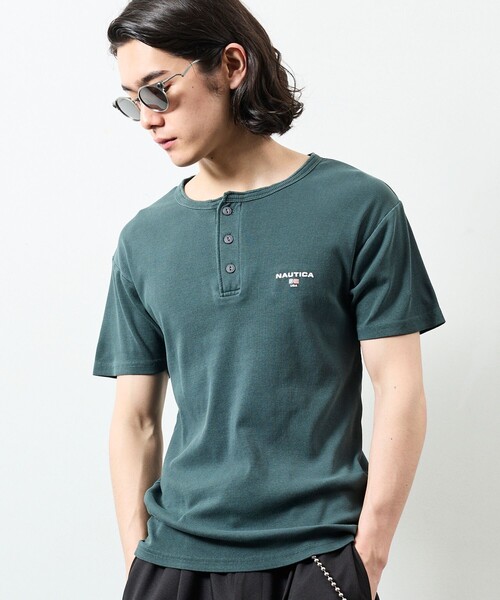 NAUTICA(ノーティカ)の「NAUTICA/ノーティカ Essentials タイトフィット S/S ヘンリーネック ピグメントTシャツ(Tシャツ/カットソー・メンズ・ネイビー/オリーブ/チャコールグレー・X-SMALL/SMALL/MEDIUM/LARGE/X-LARGE/XX-LARGE)」の2枚目の写真
