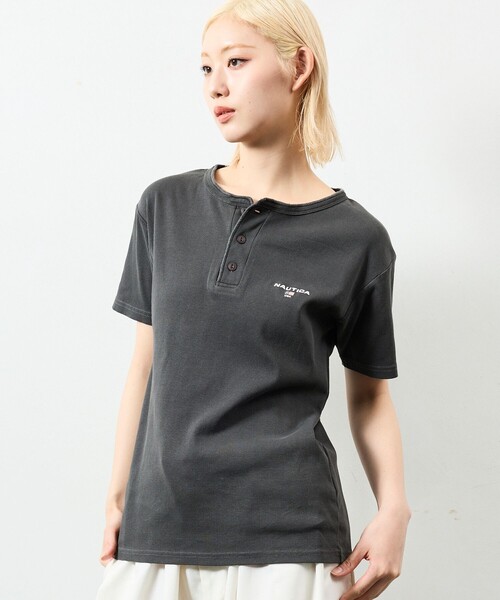 NAUTICA(ノーティカ)の「NAUTICA/ノーティカ Essentials タイトフィット S/S ヘンリーネック ピグメントTシャツ(Tシャツ/カットソー・メンズ・ネイビー/オリーブ/チャコールグレー・X-SMALL/SMALL/MEDIUM/LARGE/X-LARGE/XX-LARGE)」の1枚目の写真