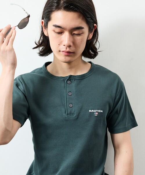 NAUTICA(ノーティカ)の「NAUTICA/ノーティカ Essentials タイトフィット S/S ヘンリーネック ピグメントTシャツ(Tシャツ/カットソー・メンズ・ネイビー/オリーブ/チャコールグレー・X-SMALL/SMALL/MEDIUM/LARGE/X-LARGE/XX-LARGE)」の9枚目の写真