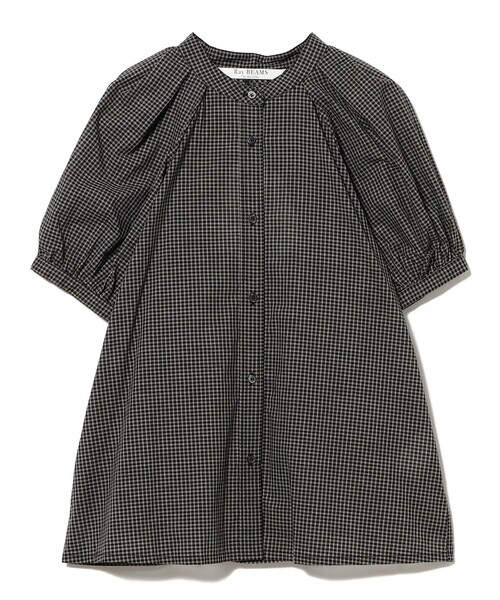 Ray BEAMS(レイビームス)の「チェック バックオープン ブラウス(シャツ/ブラウス・レディース・ベージュ/ブラック・ONE SIZE)」の1枚目の写真
