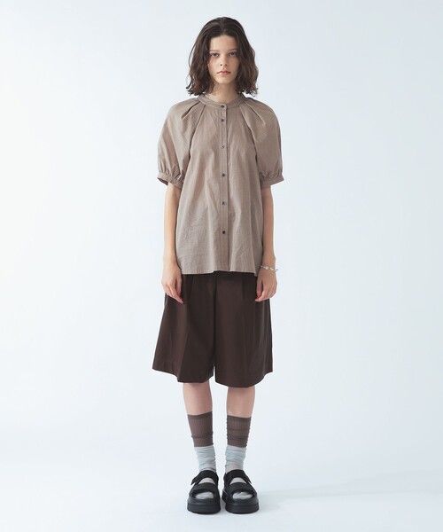 Ray BEAMS(レイビームス)の「チェック バックオープン ブラウス(シャツ/ブラウス・レディース・ベージュ/ブラック・ONE SIZE)」の3枚目の写真