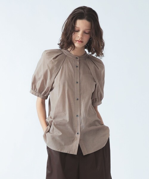 Ray BEAMS(レイビームス)の「チェック バックオープン ブラウス(シャツ/ブラウス・レディース・ベージュ/ブラック・ONE SIZE)」の6枚目の写真