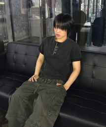 Military Salt Henley T-shirt (Washed Black)