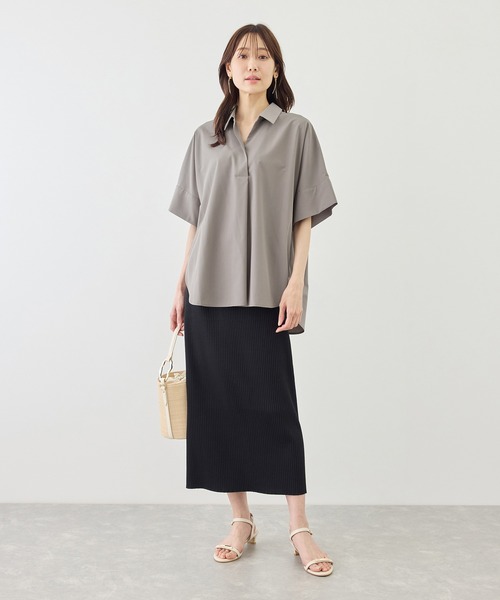 ROPE' PICNIC(ロペピクニック)の「スキッパーシャツブラウス/UVカット・接触冷感・防シワ(シャツ/ブラウス・レディース・チャコールグレー/オフホワイト/ブルー/サックスブルー/ブルー系その他4・FREE)」の6枚目の写真