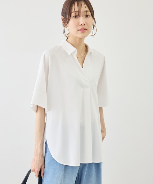 ROPE' PICNIC(ロペピクニック)の「スキッパーシャツブラウス/UVカット・接触冷感・防シワ(シャツ/ブラウス・レディース・チャコールグレー/オフホワイト/ブルー/サックスブルー/ブルー系その他4・FREE)」の10枚目の写真