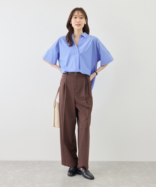 ROPE' PICNIC(ロペピクニック)の「スキッパーシャツブラウス/UVカット・接触冷感・防シワ(シャツ/ブラウス・レディース・チャコールグレー/オフホワイト/ブルー/サックスブルー/ブルー系その他4・FREE)」の12枚目の写真