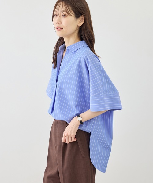 ROPE' PICNIC(ロペピクニック)の「スキッパーシャツブラウス/UVカット・接触冷感・防シワ(シャツ/ブラウス・レディース・チャコールグレー/オフホワイト/ブルー/サックスブルー/ブルー系その他4・FREE)」の15枚目の写真