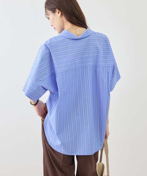 ROPE' PICNIC(ロペピクニック)の「スキッパーシャツブラウス/UVカット・接触冷感・防シワ(シャツ/ブラウス・レディース・チャコールグレー/オフホワイト/ブルー/サックスブルー/ブルー系その他4・FREE)」の16枚目の写真