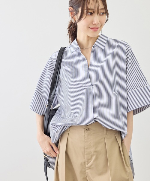 ROPE' PICNIC(ロペピクニック)の「スキッパーシャツブラウス/UVカット・接触冷感・防シワ(シャツ/ブラウス・レディース・チャコールグレー/オフホワイト/ブルー/サックスブルー/ブルー系その他4・FREE)」の19枚目の写真