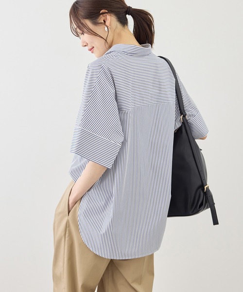 ROPE' PICNIC(ロペピクニック)の「スキッパーシャツブラウス/UVカット・接触冷感・防シワ(シャツ/ブラウス・レディース・チャコールグレー/オフホワイト/ブルー/サックスブルー/ブルー系その他4・FREE)」の20枚目の写真