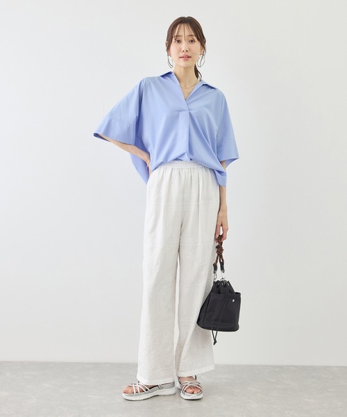 ROPE' PICNIC(ロペピクニック)の「スキッパーシャツブラウス/UVカット・接触冷感・防シワ(シャツ/ブラウス・レディース・チャコールグレー/オフホワイト/ブルー/サックスブルー/ブルー系その他4・FREE)」の21枚目の写真