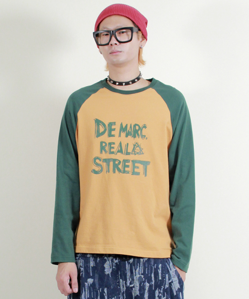 DEMARC(ドゥマーク)の「テキストラグラン配色長袖Tシャツカーキ&マスタード(Tシャツ/カットソー・メンズ・その他・MEDIUM/LARGE)」の2枚目の写真