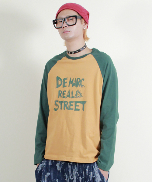 DEMARC(ドゥマーク)の「テキストラグラン配色長袖Tシャツカーキ&マスタード(Tシャツ/カットソー・メンズ・その他・MEDIUM/LARGE)」の3枚目の写真