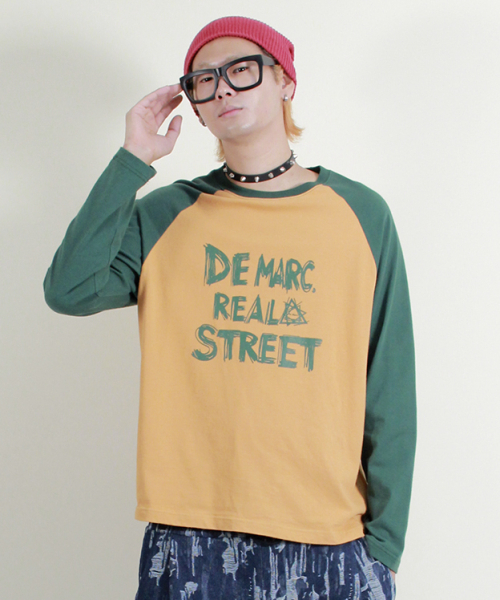 DEMARC(ドゥマーク)の「テキストラグラン配色長袖Tシャツカーキ&マスタード(Tシャツ/カットソー・メンズ・その他・MEDIUM/LARGE)」の4枚目の写真