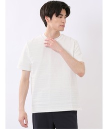 ストレッチ 綿100% コットン シルケット リンクス ボーダー スロープネック 半袖 Tシャツ メンズ
