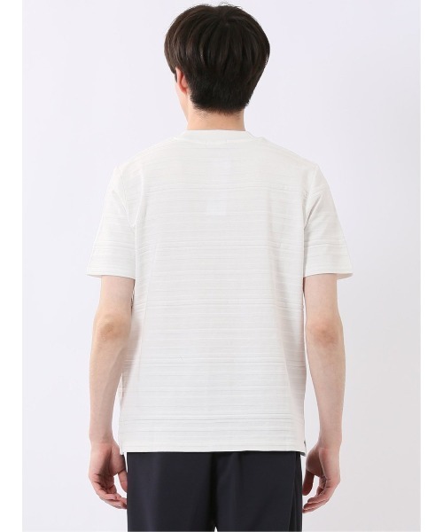 TAKA-Q(タカキュー)の「ストレッチ 綿100% コットン シルケット リンクス ボーダー スロープネック 半袖 Tシャツ メンズ(Tシャツ/カットソー・メンズ・ブラック/ホワイト・S/MEDIUM/LARGE/X-LARGE)」の5枚目の写真