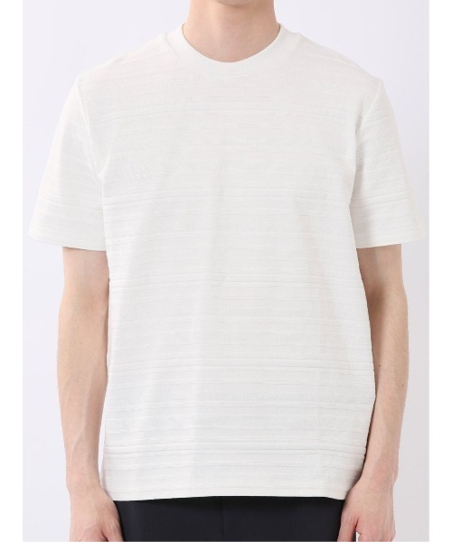 TAKA-Q(タカキュー)の「ストレッチ 綿100% コットン シルケット リンクス ボーダー スロープネック 半袖 Tシャツ メンズ(Tシャツ/カットソー・メンズ・ブラック/ホワイト・S/MEDIUM/LARGE/X-LARGE)」の8枚目の写真
