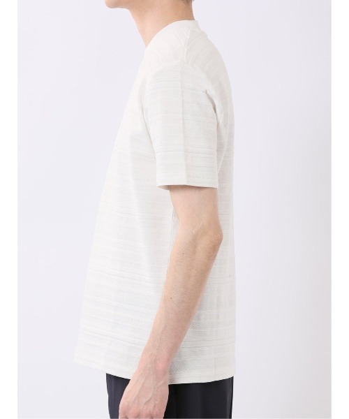 TAKA-Q(タカキュー)の「ストレッチ 綿100% コットン シルケット リンクス ボーダー スロープネック 半袖 Tシャツ メンズ(Tシャツ/カットソー・メンズ・ブラック/ホワイト・S/MEDIUM/LARGE/X-LARGE)」の9枚目の写真