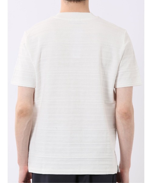 TAKA-Q(タカキュー)の「ストレッチ 綿100% コットン シルケット リンクス ボーダー スロープネック 半袖 Tシャツ メンズ(Tシャツ/カットソー・メンズ・ブラック/ホワイト・S/MEDIUM/LARGE/X-LARGE)」の10枚目の写真