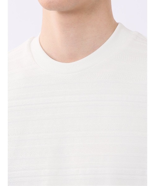 TAKA-Q(タカキュー)の「ストレッチ 綿100% コットン シルケット リンクス ボーダー スロープネック 半袖 Tシャツ メンズ(Tシャツ/カットソー・メンズ・ブラック/ホワイト・S/MEDIUM/LARGE/X-LARGE)」の11枚目の写真