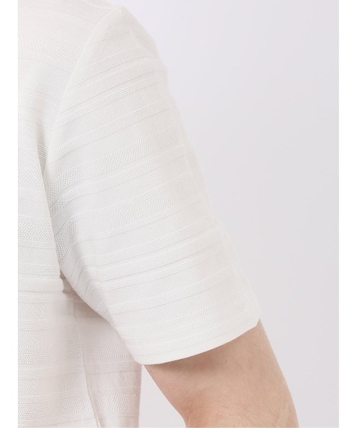 TAKA-Q(タカキュー)の「ストレッチ 綿100% コットン シルケット リンクス ボーダー スロープネック 半袖 Tシャツ メンズ(Tシャツ/カットソー・メンズ・ブラック/ホワイト・S/MEDIUM/LARGE/X-LARGE)」の12枚目の写真