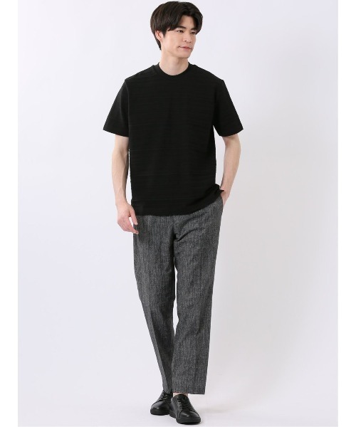 TAKA-Q(タカキュー)の「ストレッチ 綿100% コットン シルケット リンクス ボーダー スロープネック 半袖 Tシャツ メンズ(Tシャツ/カットソー・メンズ・ブラック/ホワイト・S/MEDIUM/LARGE/X-LARGE)」の17枚目の写真