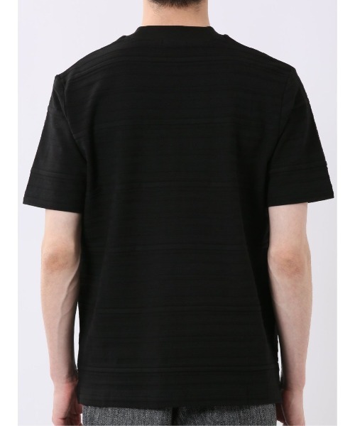 TAKA-Q(タカキュー)の「ストレッチ 綿100% コットン シルケット リンクス ボーダー スロープネック 半袖 Tシャツ メンズ(Tシャツ/カットソー・メンズ・ブラック/ホワイト・S/MEDIUM/LARGE/X-LARGE)」の20枚目の写真