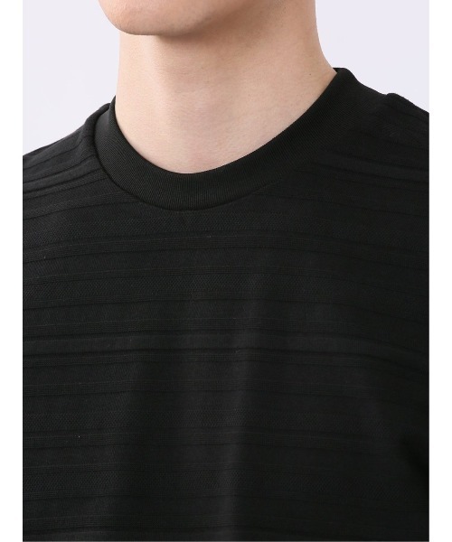 TAKA-Q(タカキュー)の「ストレッチ 綿100% コットン シルケット リンクス ボーダー スロープネック 半袖 Tシャツ メンズ(Tシャツ/カットソー・メンズ・ブラック/ホワイト・S/MEDIUM/LARGE/X-LARGE)」の21枚目の写真