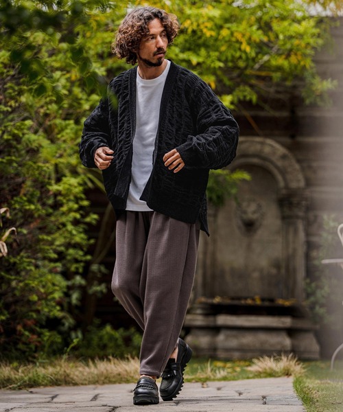 CAMBIO(カンビオ)の「mcg3835-Flexiguard Chenille Knit Cardigan ニットカーディガン(A71226cmb)(カーディガン/ボレロ・メンズ・ブラック/ネイビー/チャコール/グリーン/ライトカーキ・L/M/S)」の8枚目の写真