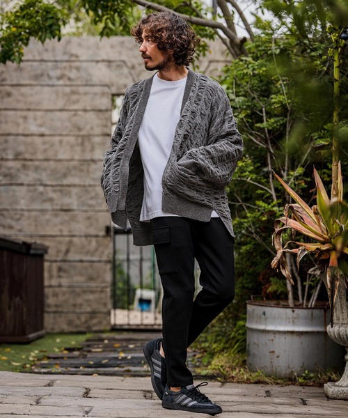 CAMBIO(カンビオ)の「mcg3835-Flexiguard Chenille Knit Cardigan ニットカーディガン(A71226cmb)(カーディガン/ボレロ・メンズ・ブラック/ネイビー/チャコール/グリーン/ライトカーキ・L/M/S)」の12枚目の写真