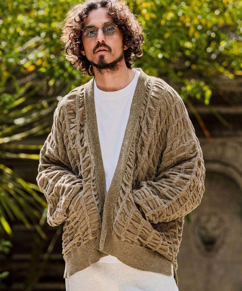 CAMBIO(カンビオ)の「mcg3835-Flexiguard Chenille Knit Cardigan ニットカーディガン(A71226cmb)(カーディガン/ボレロ・メンズ・ブラック/ネイビー/チャコール/グリーン/ライトカーキ・L/M/S)」の14枚目の写真