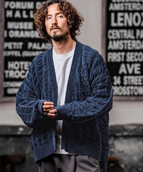 CAMBIO(カンビオ)の「mcg3835-Flexiguard Chenille Knit Cardigan ニットカーディガン(A71226cmb)(カーディガン/ボレロ・メンズ・ブラック/ネイビー/チャコール/グリーン/ライトカーキ・L/M/S)」の18枚目の写真
